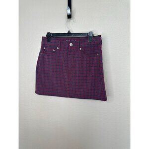 American Eagle Womens‎ Red High rise Mini Skirt 6 polyester button zipper plaid